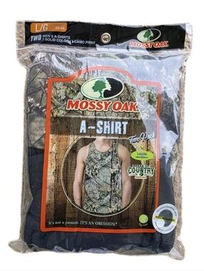 Mossy Oak Mens A Shirt Tank Tops Size Large Black Cotton Camouflage NWT Hiking